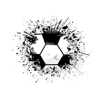 a soccer ball in the middle of a black and white background