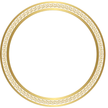 a gold circle frame with an ornate pattern