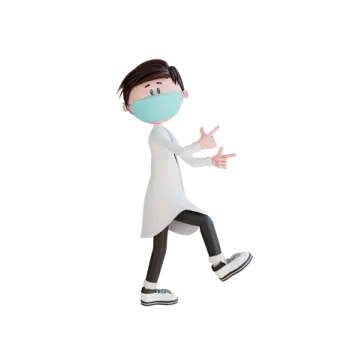 a cartoon character wearing a surgical mask