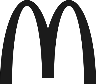 a black and white image of a mcdonald logo