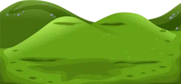 a green hill with rocks and grass