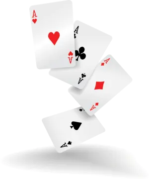 four aces playing cards flying in the air