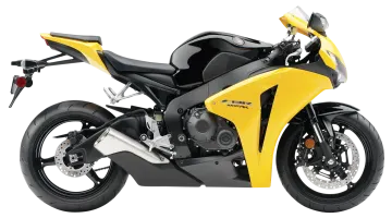 a yellow and black motorcycle on a white background