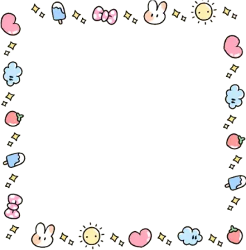 a square frame with hearts, stars and clouds