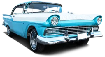 a blue and white car on a white background