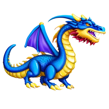 a blue dragon with yellow wings