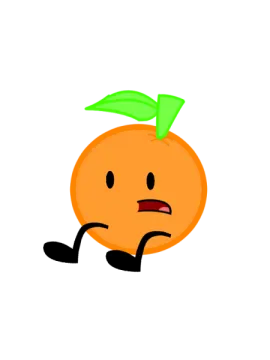 an orange with a green leaf on its head