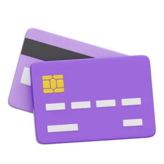 a purple and white credit card