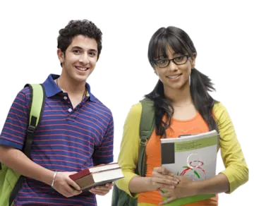 a man and a woman are holding books