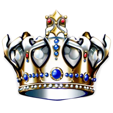 a gold crown with blue and red gems