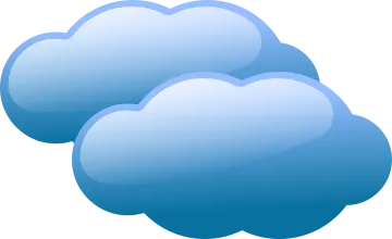 three blue clouds on a white background
