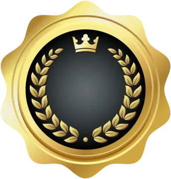 a gold medal with laurel and crown on it