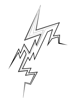 a lightning bolt drawing on a white background