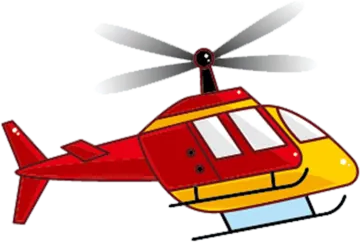 a red and yellow helicopter on a white background