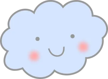 a blue cloud with two smiling faces
