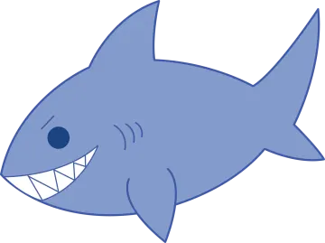 a cartoon shark with its mouth open