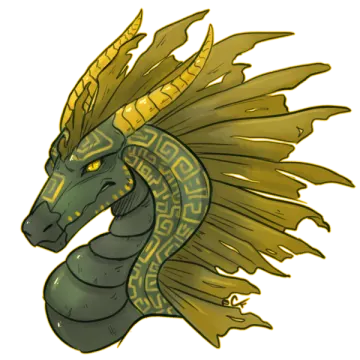 a drawing of a green and yellow dragon