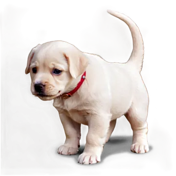 a small white dog with a red collar