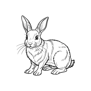 a black and white drawing of a rabbit