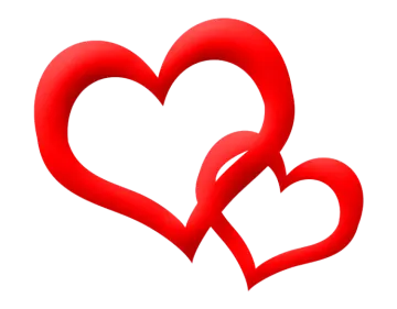 two red hearts on a white background