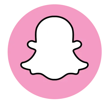 a pink circle with a black outline of a face
