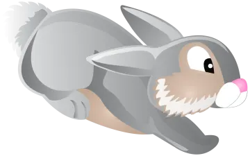 a gray and white rabbit with pink nose