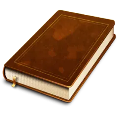 a brown leather book on a white background