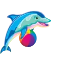 a dolphin with a ball in its mouth