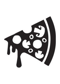 a black and white image of a slice of pizza