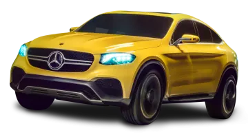 a yellow mercedes suv on a white background