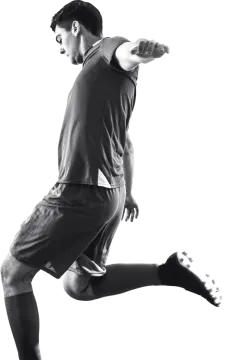 black and white photograph of a man running
