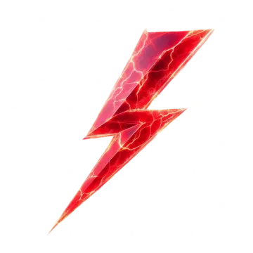 a red lightning bolt on a white background