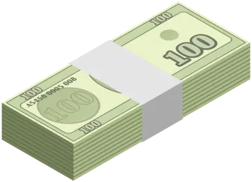 a stack of money on a white background
