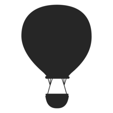 a black and white silhouette of a hot air balloon