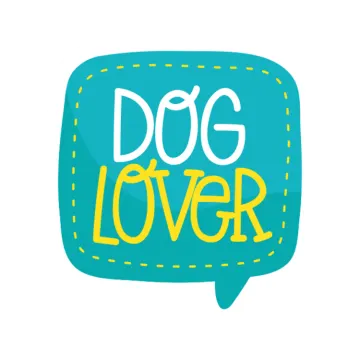 a blue speech with the words dog lover on it