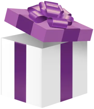 a purple and white gift box