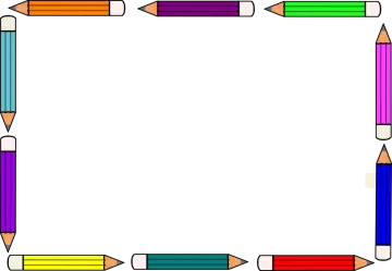a square frame with colored pencils
