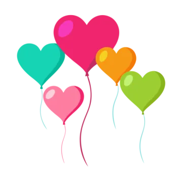 a bunch of heart shaped balloons