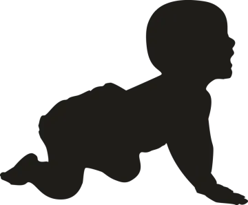 a silhouette of a baby crawling