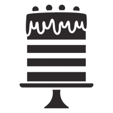 a black and white cake icon