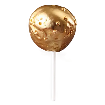 a gold cake pops on a white background