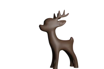 a brown deer standing on top of a white background