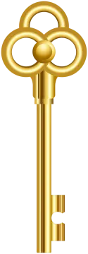 a golden key on a white background