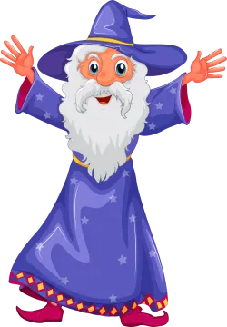 a wizard with his hands out
