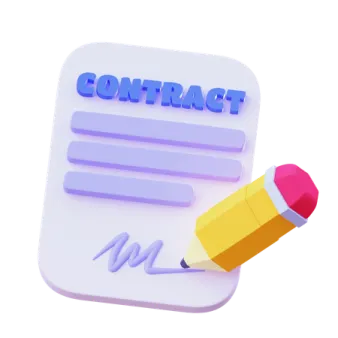 a pencil with the word contract written on it