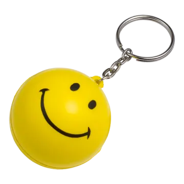 a smiley face keychain on a white background