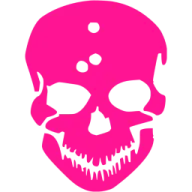 a pink skull on a white background