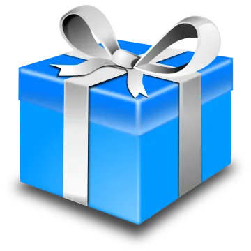 a blue gift box with a silver bow