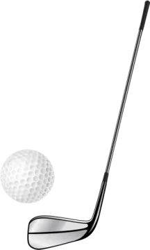 a golf ball and driver on a white background