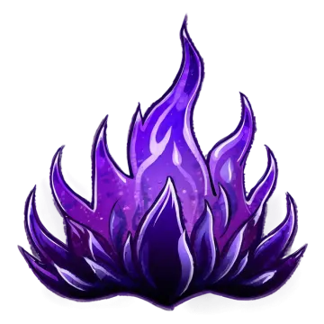 a purple flame on a white background